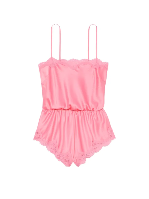 Satin Lace-Trim Romper – Image 5